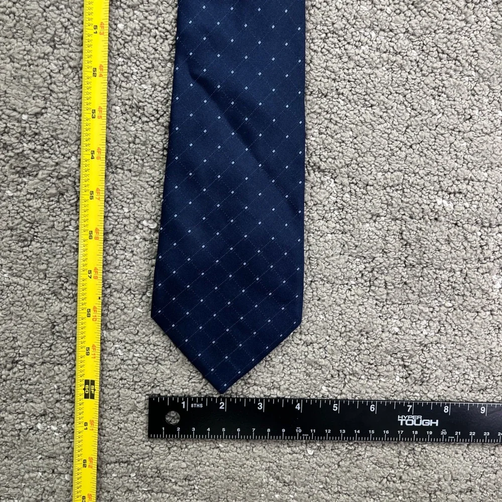 Joseph Abboud Necktie Mens OS Navy Blue Silk Grid Dot Formal Classic